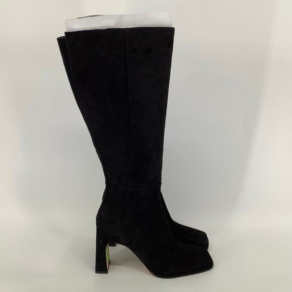 Sam Edelman Size 8.5 Black Suede Issabel Heeled Knee High Boots Square Toe P28-1 - Picture 3 of 9